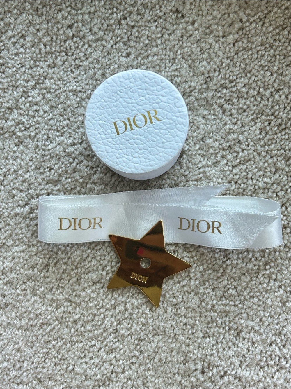 Dior Mitzah Scarf Cylinder Box, Ribbon, gold Dior Star